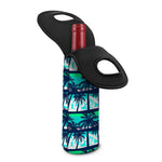 Blue Hibiscus Palm Tree Pattern Print Single Neoprene Wine Tote