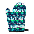 Blue Hibiscus Palm Tree Pattern Print Single Oven Mitt