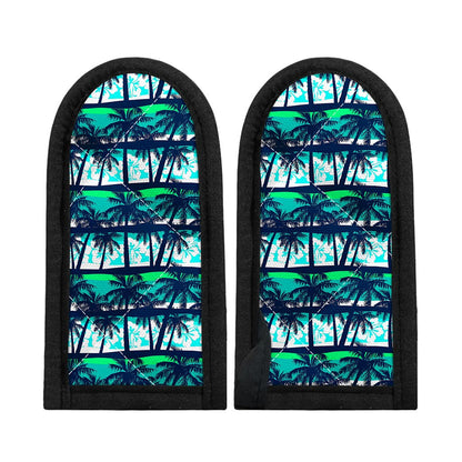 Blue Hibiscus Palm Tree Pattern Print Skillet Handle Cover