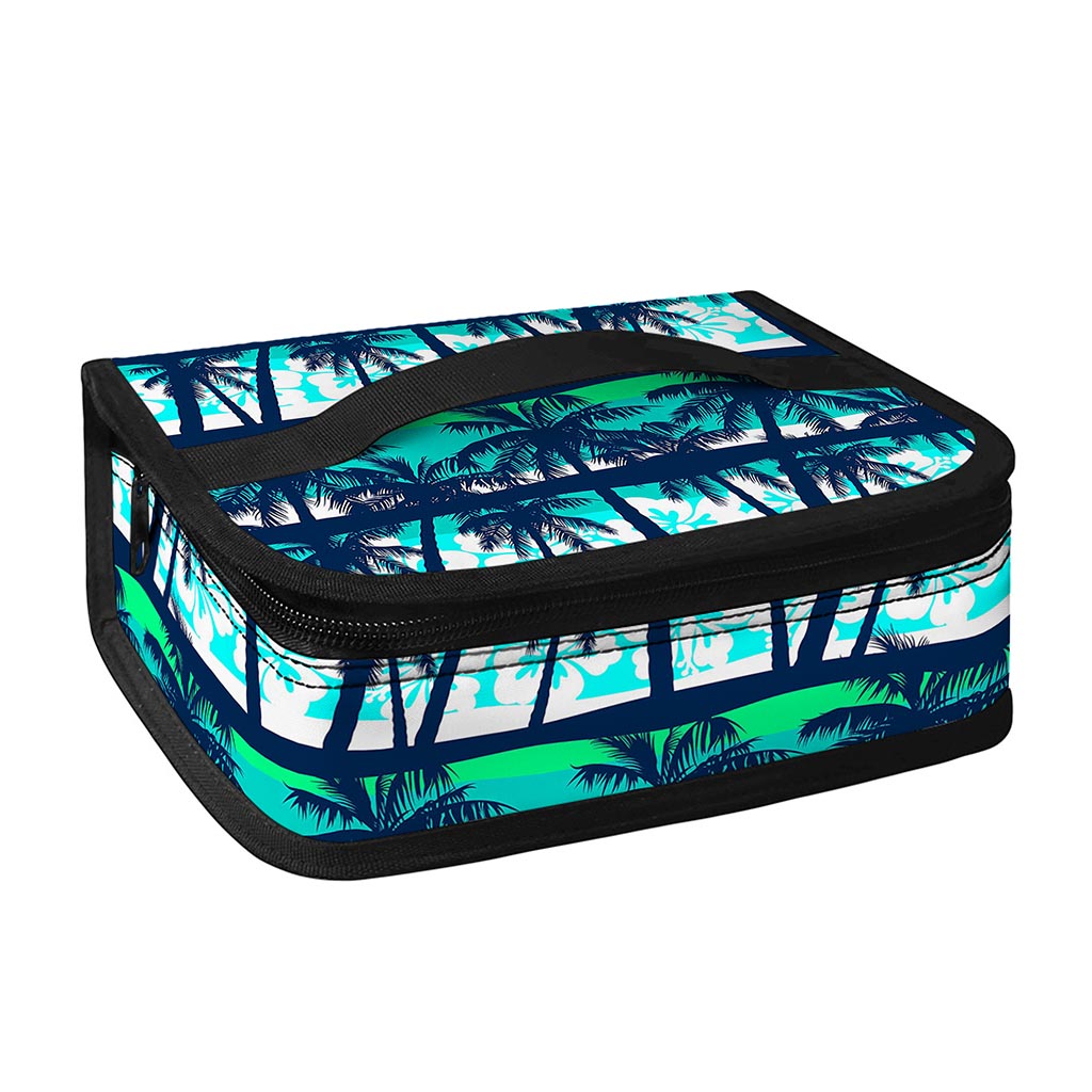 Blue Hibiscus Palm Tree Pattern Print Small Lunch Bag