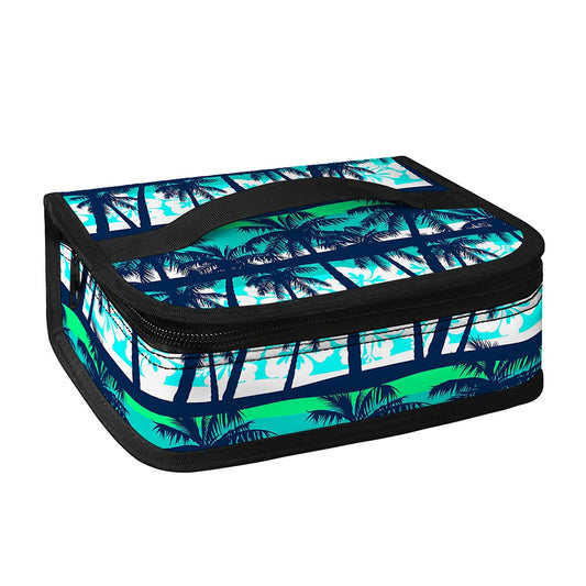Blue Hibiscus Palm Tree Pattern Print Small Lunch Bag