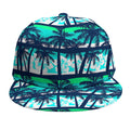 Blue Hibiscus Palm Tree Pattern Print Snapback Cap