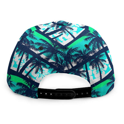 Blue Hibiscus Palm Tree Pattern Print Snapback Cap