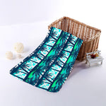 Blue Hibiscus Palm Tree Pattern Print Towel