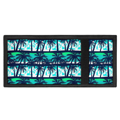 Blue Hibiscus Palm Tree Pattern Print Trifold Wallet