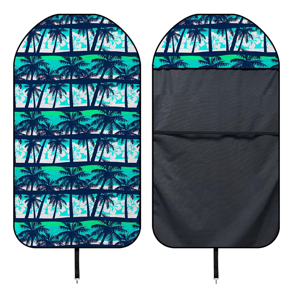 Blue Hibiscus Palm Tree Pattern Print Waterproof Car Seat Cover