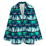 Blue Hibiscus Palm Tree Pattern Print Women's Blazer