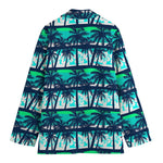 Blue Hibiscus Palm Tree Pattern Print Women's Blazer