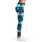 Blue Hibiscus Palm Tree Pattern Print Women's Leggings