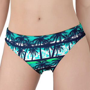 Blue Hibiscus Palm Tree Pattern Print Women's Panties