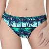 Blue Hibiscus Palm Tree Pattern Print Women's Thong