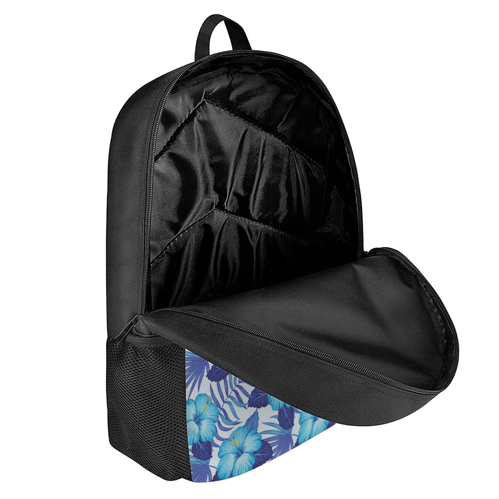 Blue Hibiscus Tropical Pattern Print 17 Inch Backpack