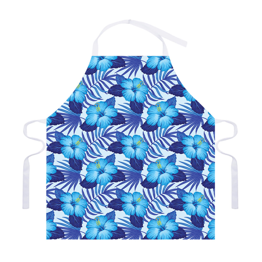 Blue Hibiscus Tropical Pattern Print Adjustable Apron