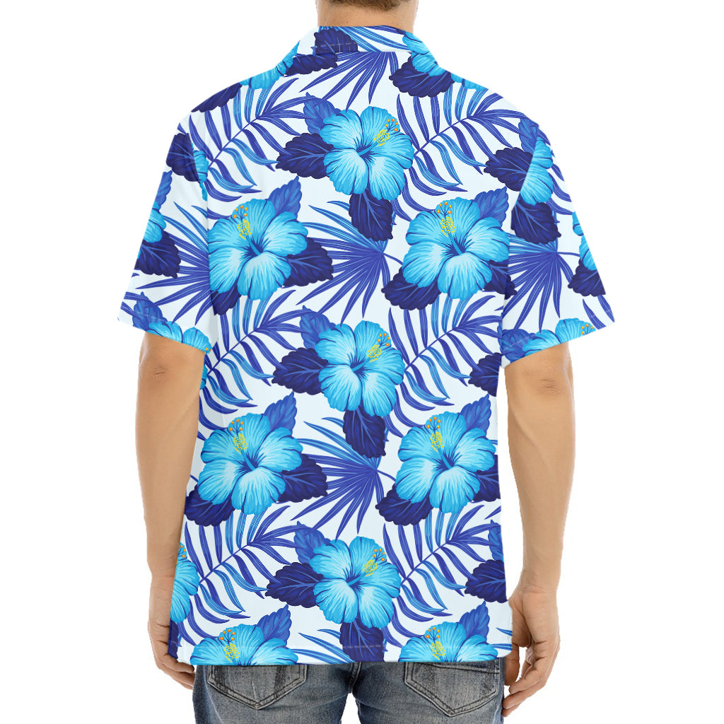 Blue Hibiscus Tropical Pattern Print Aloha Shirt