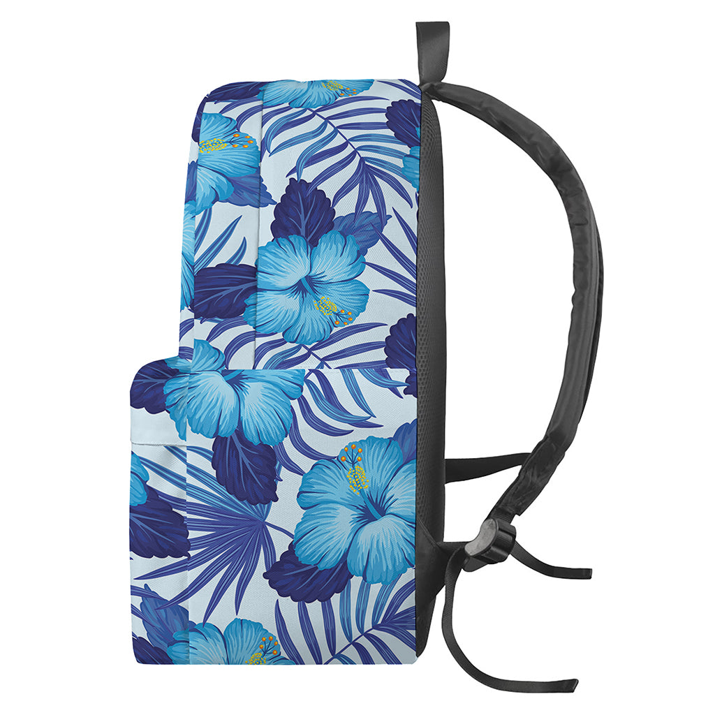 Blue Hibiscus Tropical Pattern Print Backpack