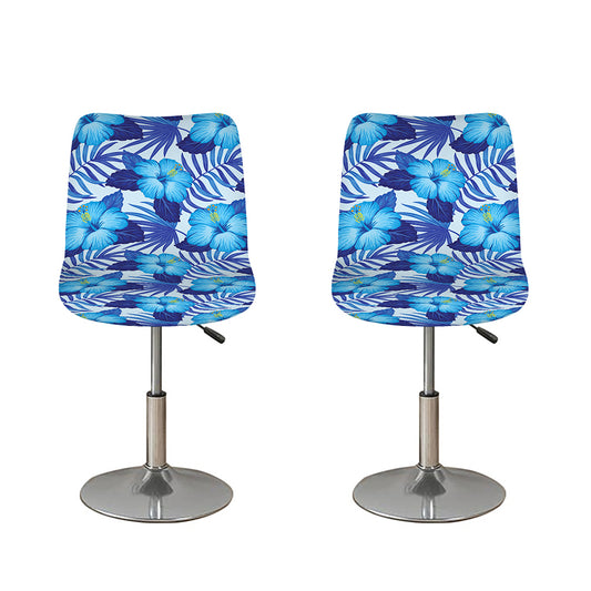Blue Hibiscus Tropical Pattern Print Bar Stool Covers