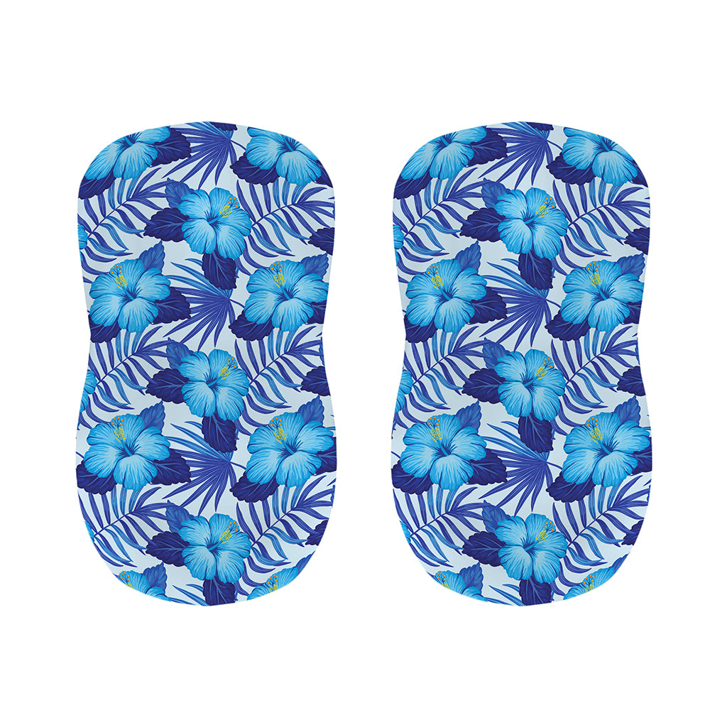 Blue Hibiscus Tropical Pattern Print Bar Stool Covers