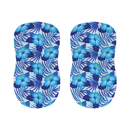 Blue Hibiscus Tropical Pattern Print Bar Stool Covers