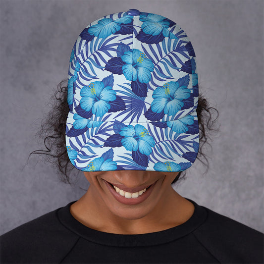 Blue Hibiscus Tropical Pattern Print Baseball Cap