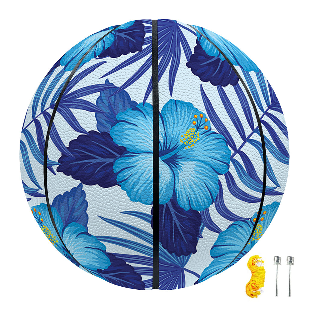 Blue Hibiscus Tropical Pattern Print Basketball