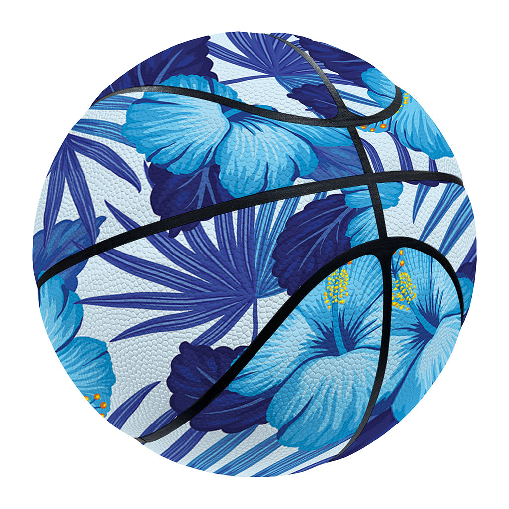Blue Hibiscus Tropical Pattern Print Basketball