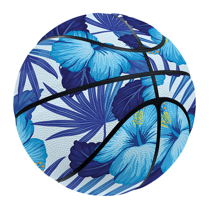 Blue Hibiscus Tropical Pattern Print Basketball