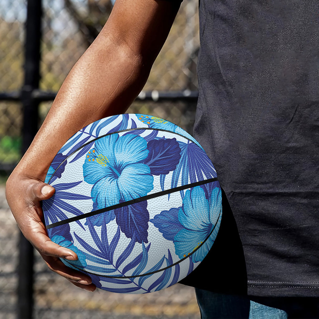 Blue Hibiscus Tropical Pattern Print Basketball