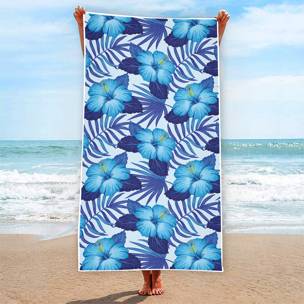 Blue Hibiscus Tropical Pattern Print Beach Towel
