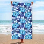 Blue Hibiscus Tropical Pattern Print Beach Towel