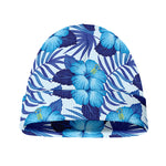 Blue Hibiscus Tropical Pattern Print Beanie