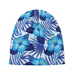 Blue Hibiscus Tropical Pattern Print Beanie