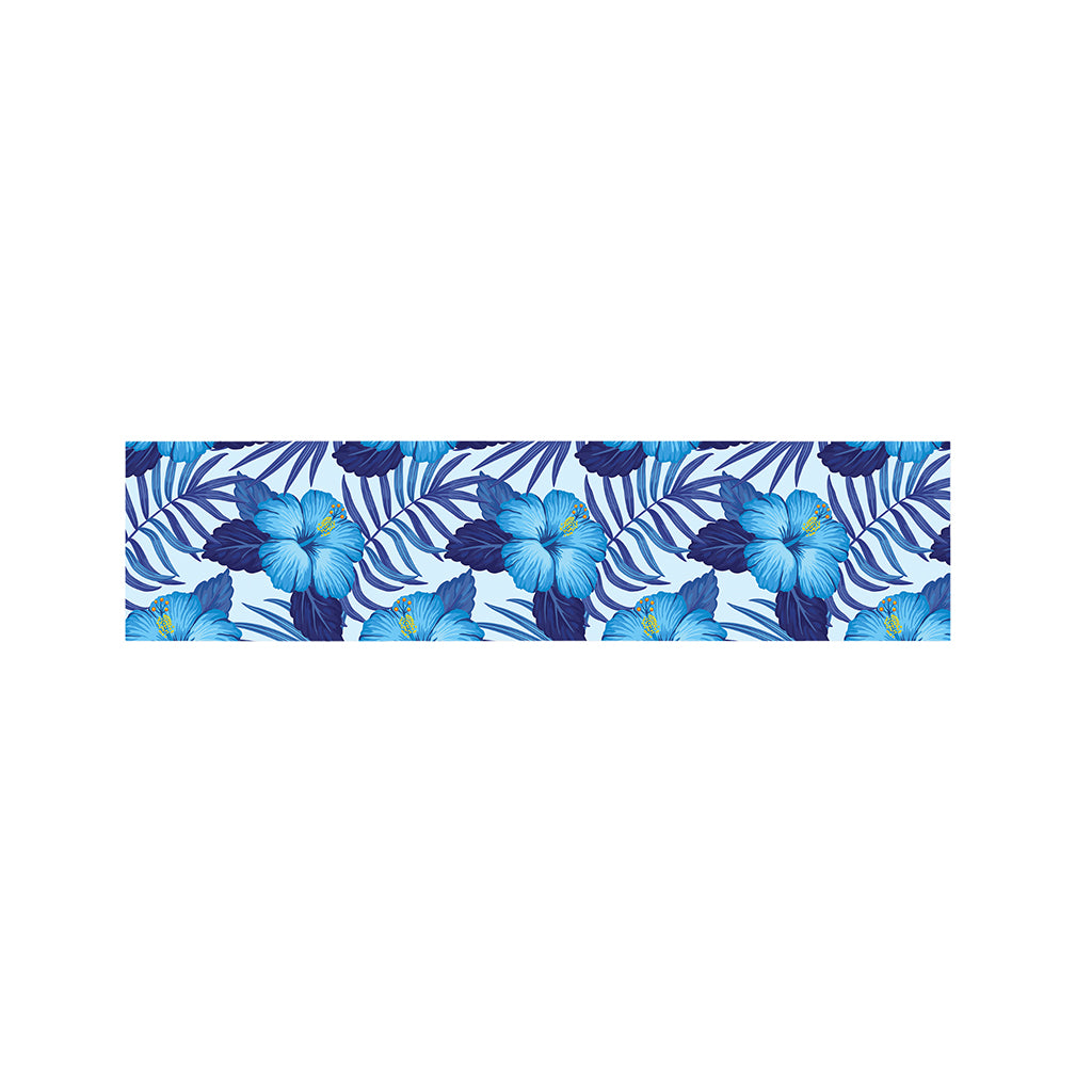 Blue Hibiscus Tropical Pattern Print Bed Runner