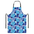 Blue Hibiscus Tropical Pattern Print Bib Apron With Pocket