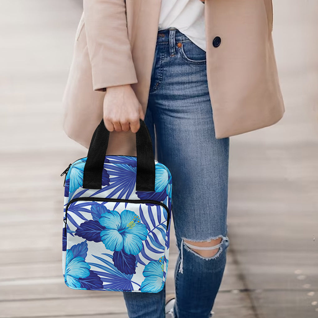 Blue Hibiscus Tropical Pattern Print Bible Tote Bag