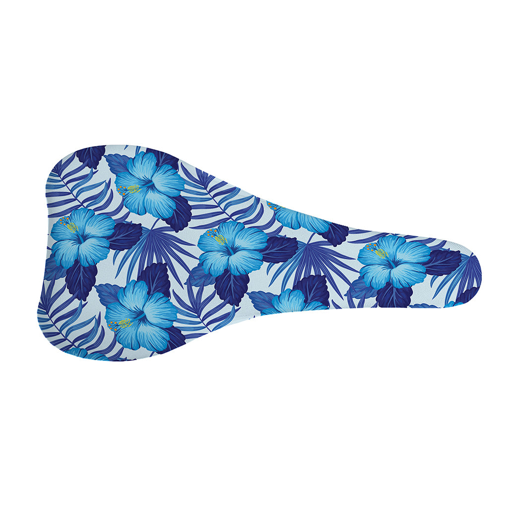 Blue Hibiscus Tropical Pattern Print Bicycle Seat Cover