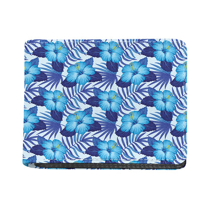 Blue Hibiscus Tropical Pattern Print Bifold Wallet