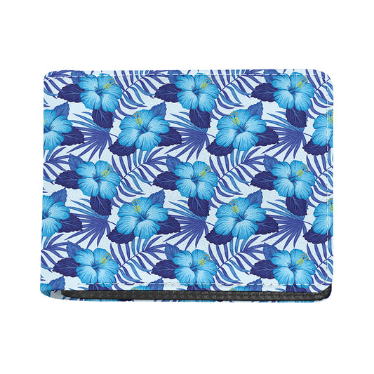 Blue Hibiscus Tropical Pattern Print Bifold Wallet
