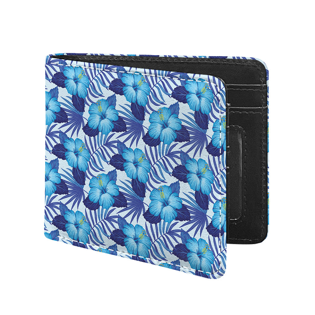 Blue Hibiscus Tropical Pattern Print Bifold Wallet