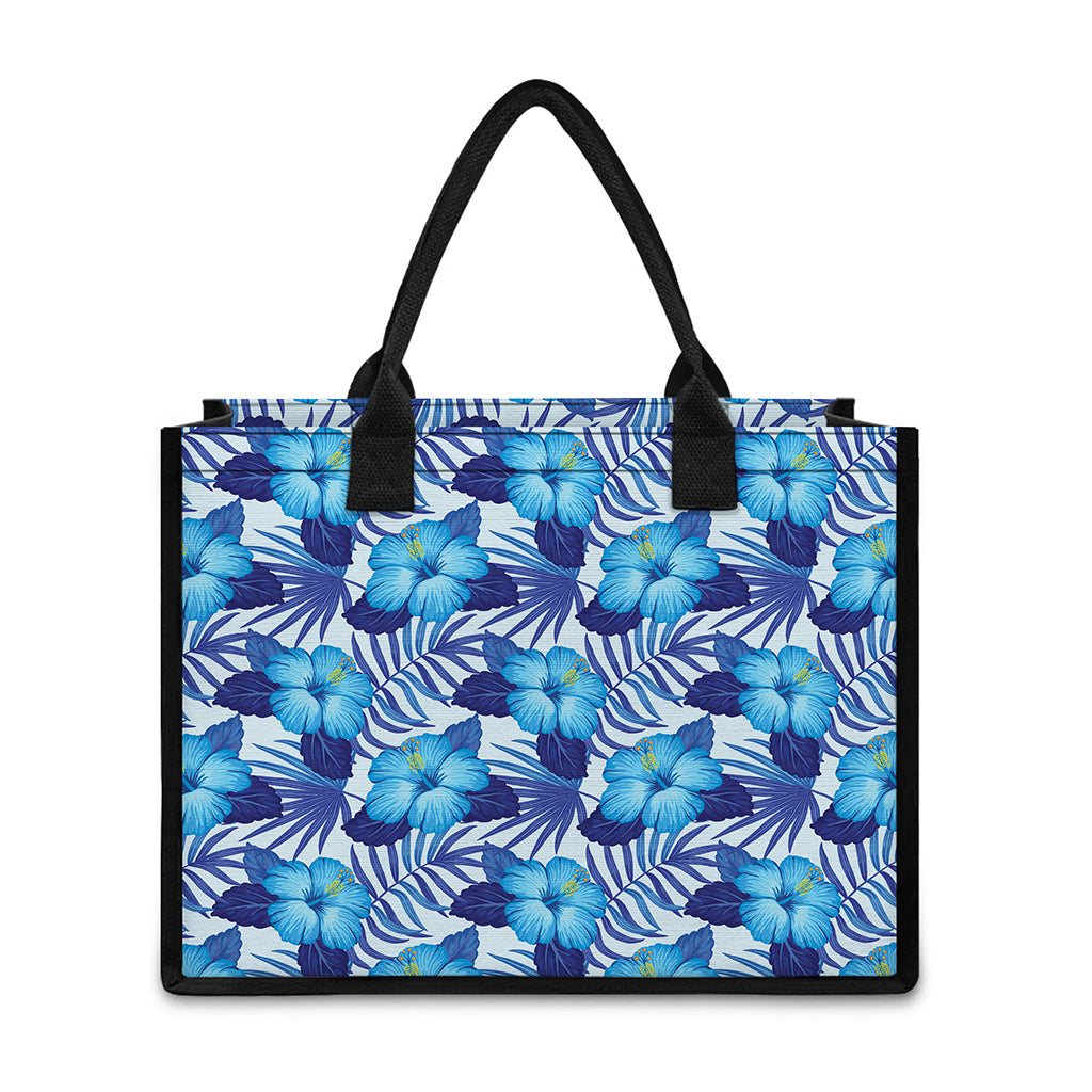 Blue Hibiscus Tropical Pattern Print Canvas Tote Bag