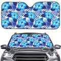 Blue Hibiscus Tropical Pattern Print Car Windshield Sun Shade