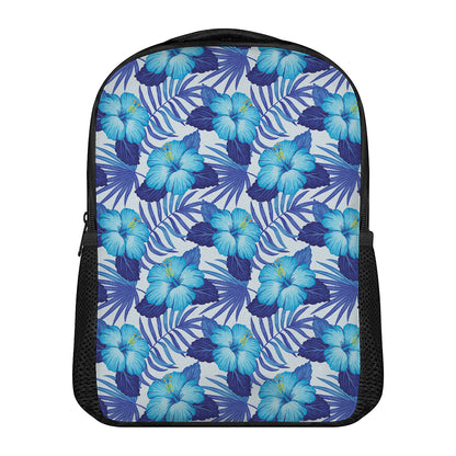 Blue Hibiscus Tropical Pattern Print Casual Backpack