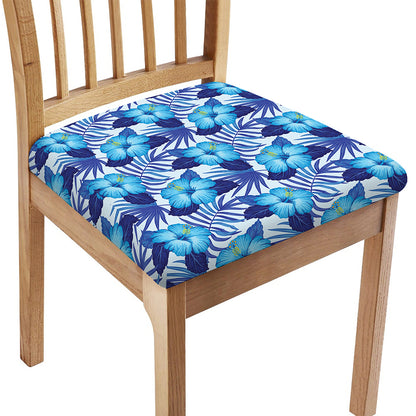 Blue Hibiscus Tropical Pattern Print Chair Cushion Cover