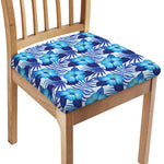 Blue Hibiscus Tropical Pattern Print Chair Cushion Cover