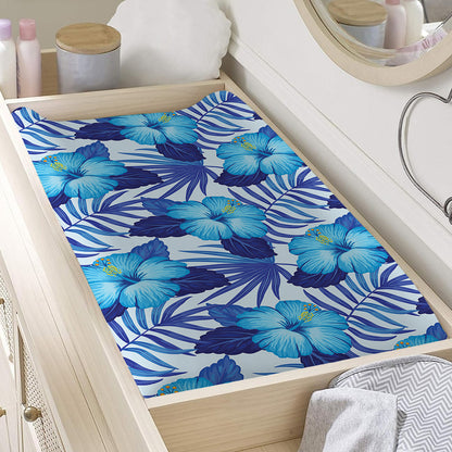 Blue Hibiscus Tropical Pattern Print Changing Pad Cover
