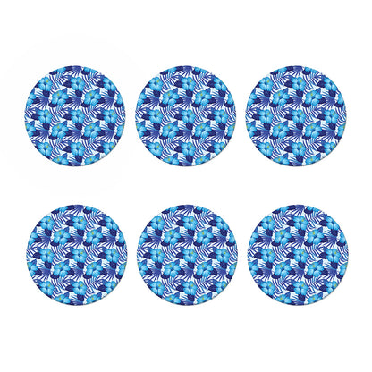 Blue Hibiscus Tropical Pattern Print Coaster Set