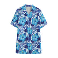 Blue Hibiscus Tropical Pattern Print Cotton Hawaiian Shirt