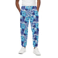 Blue Hibiscus Tropical Pattern Print Cotton Sweatpants