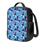 Blue Hibiscus Tropical Pattern Print Crossbody Lunch Bag