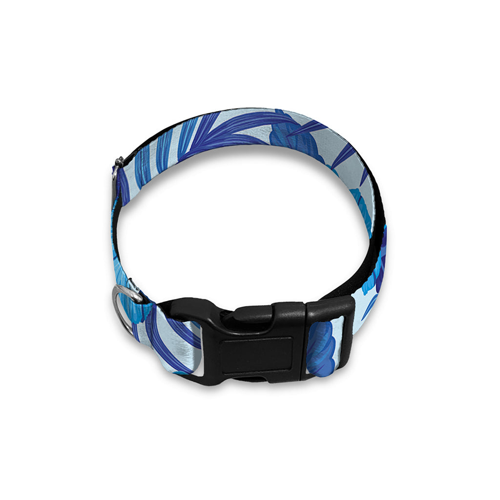 Blue Hibiscus Tropical Pattern Print Dog Collar