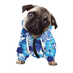 Blue Hibiscus Tropical Pattern Print Dog Zip Up Hoodie